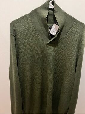 Men's Olive V-Neck Shawl Collar Sweater by Golf NWT